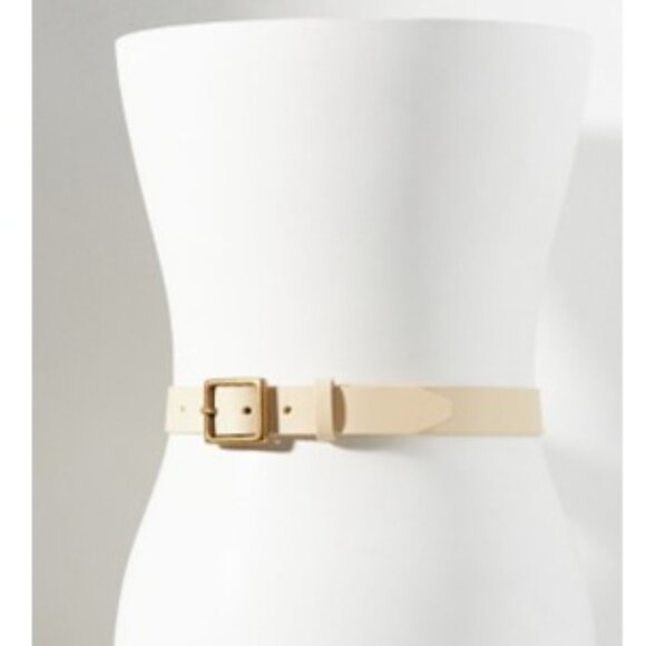 NWT-Anthropologie Cream Leather Square Buckle Belt - L - Picture 3 of 4